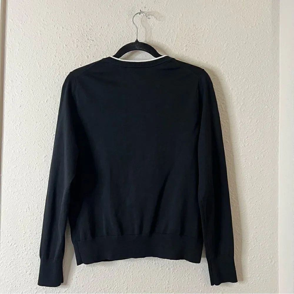Banana Republic Crew Neck Black Cardigan Size Medium Stretch Cotton